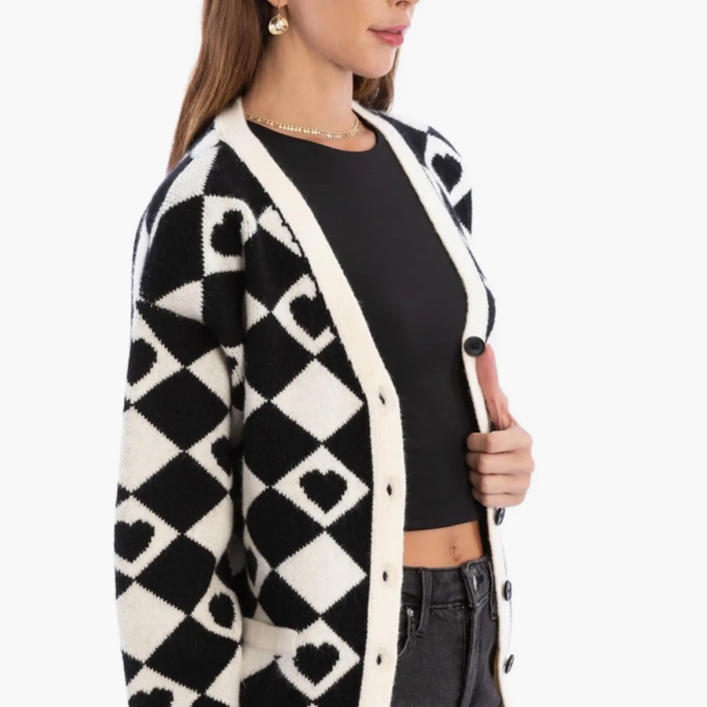 SAACHI Checkered Heart Cardigan - Picture 4 of 4